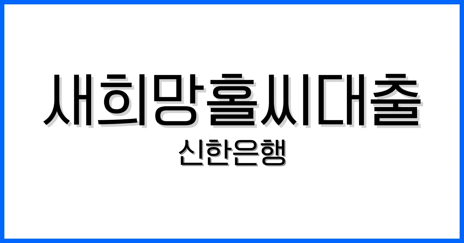 신한은행새희망홀씨대출